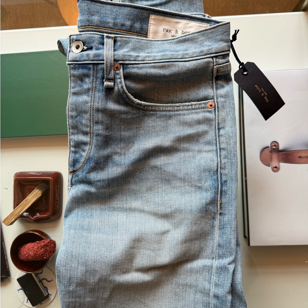 rag & bone Men's Denim Skinny Jeans - Light Blue